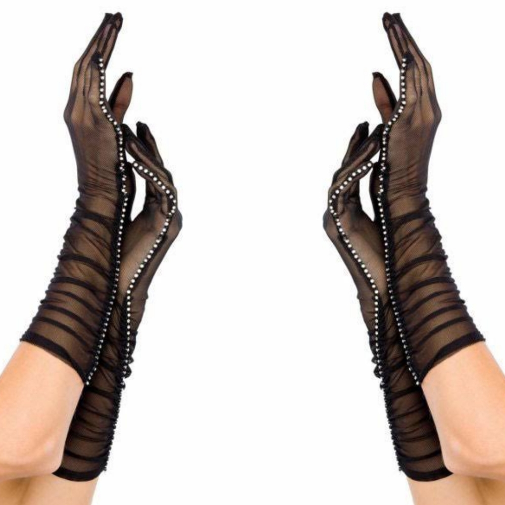 NWOT Rhinestone Edge Gloves - Picture 2 of 3